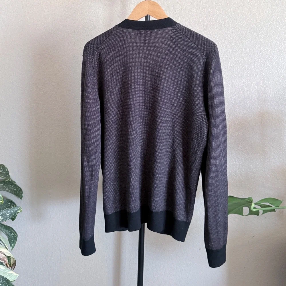 Banana Republic Mens Silk Cotton Cashmere Cardigan Sweater Purple Black Medium